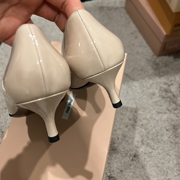 BNIB Miu Miu black bow nice patent leather kitten heels pumps shoes bag - Picture 3 of 5